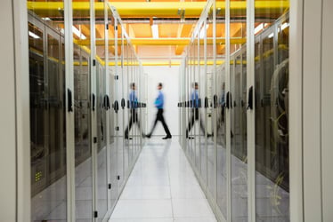 Man walking in data center